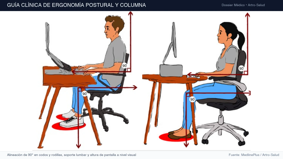 Ergonomía postural y columna: 5 Ajustes diarios para evitar el dolor lumbar - Dossier Científico Artro-Salud